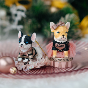 Елочная игрушка "Французский бульдог - девочка" 6,3 см