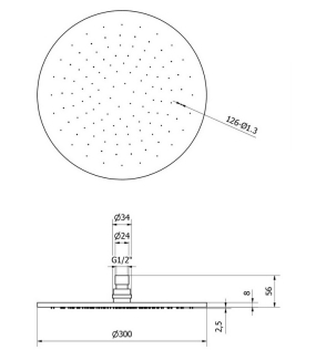 Лейка для душа iB Rubinetti Monamour MA030CC, потолочная, 30 см,  хром