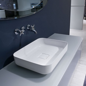 Раковина Antonio Lupi Bolo, 54х40, из Flumood, с клапаном, белый матовый