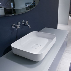 Раковина Antonio Lupi Bolo, 54х40, из Flumood, с клапаном, белый матовый