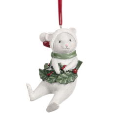 Елочная игрушка "Мышь с листиком в зеленом шарфе" 8,5 см Елочная игрушка "Мышь с листиком в зеленом шарфе" 8,5 см