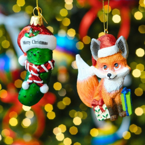 Новогодняя игрушка "Новогодний огурчик" 9 см