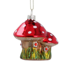 Новогодняя игрушка "Мухомор двойной" 6 см
