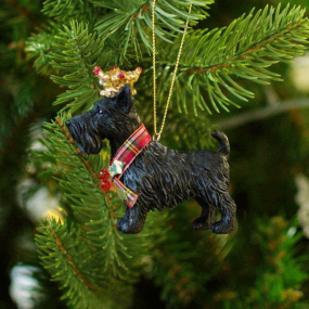 Елочная игрушка "Скотч-терьер в короне" 8 см