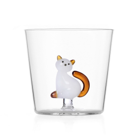 Стакан Tabby Cat 350 мл, белый кот с рыжим хвостом
