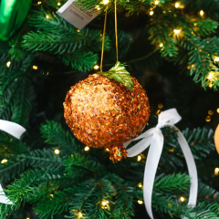 Елочная игрушка "Сияющий гранат" 9 см, оранжевая