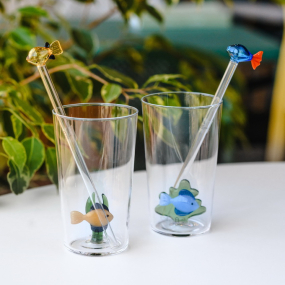 Бокал лонгдринк Marine Garden 450 мл, желтая рыба и зеленая водоросль