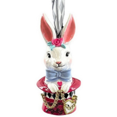 Елочная игрушка "Кролик в шляпе"