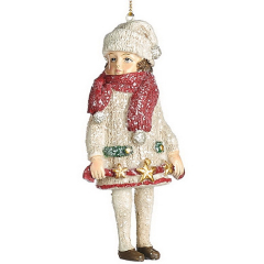 Игрушка на елку "Девочка с гирляндой из звезд" 10 см