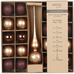 Набор украшений для елки "One-Two-Tree!", 19 предметов, цвет медный