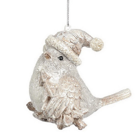 Игрушка на елку "Воробей с елкой" 7,5 см