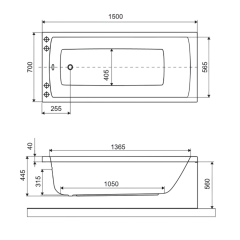 Ванна акриловая Excellent Aquaria 150x70, с ножками
