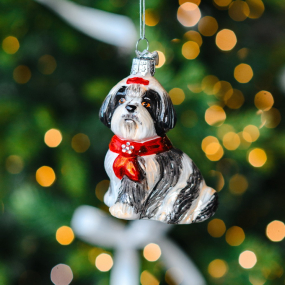 Новогодняя игрушка "Ши-тцу" 9 см