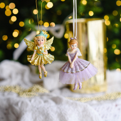 Елочная игрушка "Ангел в золотом" 10,2 см, в ассортименте