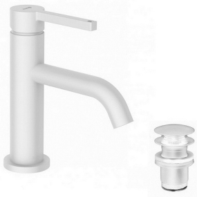 Смеситель для раковины Kludi Nova Fonte Pura 202665315, с клапаном Click-Clack, белый матовый