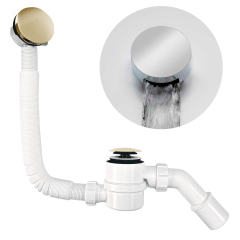 Сифон для ванны McAlpine HCN2600CC-15MM-GOLD, наполнение через перелив, золото