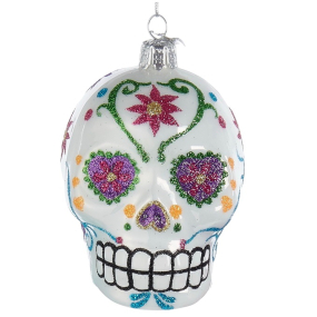 Новогодняя игрушка "Череп" 9 см, белая