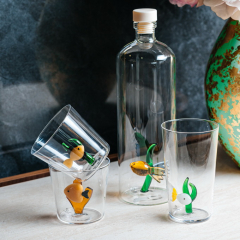 Стакан Marine Garden 300 мл, желтая рыба и янтарная водоросль