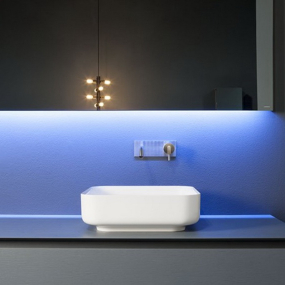 Раковина Antonio Lupi Bolo, 40х40, из Flumood, с клапаном, белый матовый