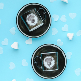 Чашка для эспрессо с блюдцем Herbariae 97 мл, цвет черный