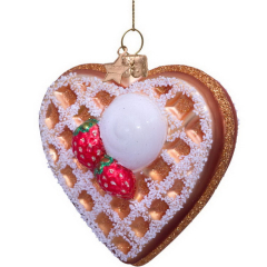 Елочная игрушка "Вафельное сердечко" 8 см