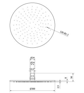 Лейка для душа iB Rubinetti Monamour MA030NP, потолочная, 30 см, черный матовый