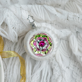 Елочный шар "Орнамент" 6 см, цвет белый матовый