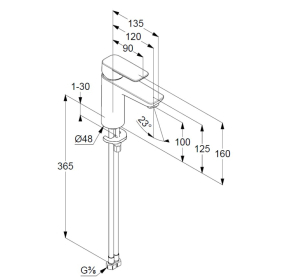 Смеситель для раковины Kludi Pure&Style 402923975, черный матовый