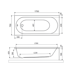 Ванна акриловая Excellent Oceana Mono Slim 170x75, с ножками