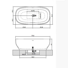 Ванна Antonio Lupi Ago 175х80, из материала Cristalplant, матовая, белая