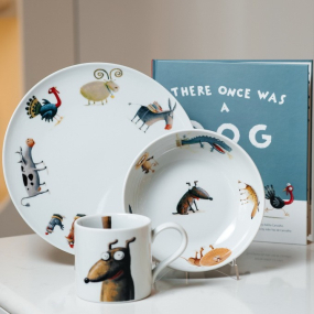 Набор детской посуды Era uma vez um co CaO, 3 предмета + книга There Once Was A Dog