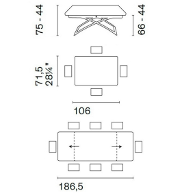 Стол Calligaris Dakota 106(186)х71 CS5078, Frosted Black