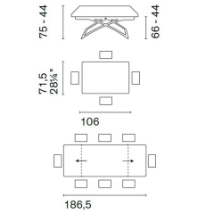 Стол Calligaris Dakota 106(186)х71 CS5078, Frosted Black