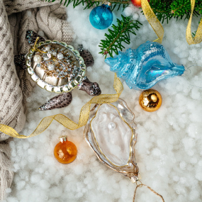 Елочная игрушка "Ракушка" 11 см, синяя