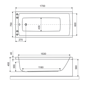 Ванна акриловая Excellent Aquaria 170x75, с ножками