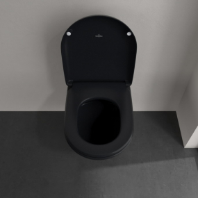 Унитаз Villeroy & Boch Antao 56х37, CeramicPlus, TwistFlush, с сиденьем, Pure Black