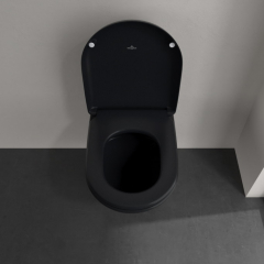 Унитаз Villeroy & Boch Antao 56х37, CeramicPlus, TwistFlush, с сиденьем, Pure Black