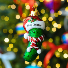 Новогодняя игрушка "Новогодний огурчик" 9 см