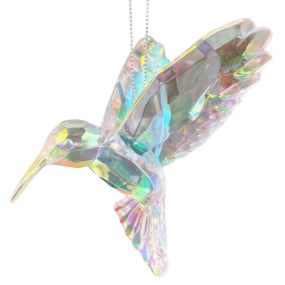 Елочная игрушка "Колибри" 9 см, прозрачная