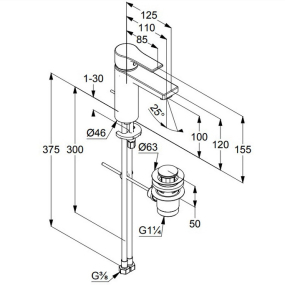 Смеситель для раковины Kludi Zenta SL 482900565, с клапаном, хром