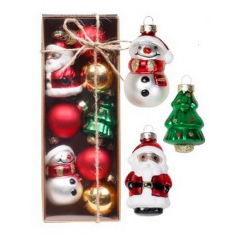 Набор елочных игрушек "Снеговик, елка, санта" 3-5,5 см, 8 шт