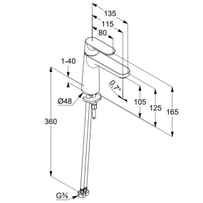 Смеситель для раковины Kludi Louva 242823975, черный матовый