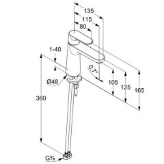 Смеситель для раковины Kludi Louva 242823975, черный матовый