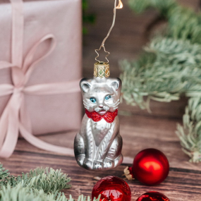 Игрушка на елку "Серый котенок" 8,5 см