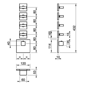 Внешняя часть Gessi Rettangolo 43218.031 смесителя термостатического