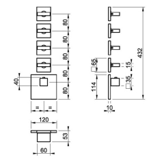 Внешняя часть Gessi Rettangolo 43218.031 смесителя термостатического