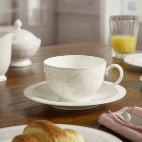 Чашка для завтрака с блюдцем Gray Pearl 400 мл