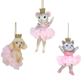 Елочная игрушка "Кот/мышь/пудель балет" 7,6 см, в ассортименте