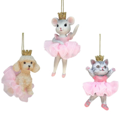 Елочная игрушка "Кот/мышь/пудель балет" 7,6 см, в ассортименте