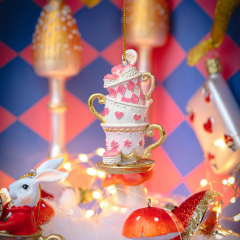 Елочная игрушка "Стопка чайных чашек" 8 см